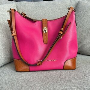 Dooney & Bourke Fuchsia and Tan Shoulder Bag